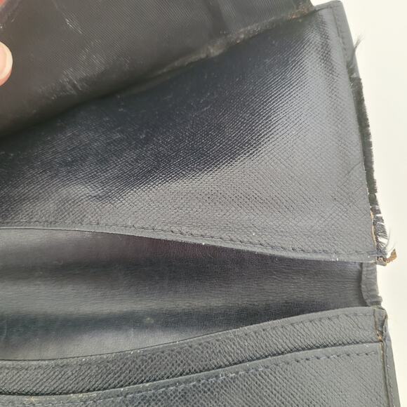 GUCCI Logo Envelope Leather Wallet Long Bifold Navy Blue Large Vintage - Picture 7 of 13